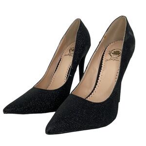 Wild Rose Heels Women's 7 Black Sparkles Hanna Pumps Shoes Pointed Toe